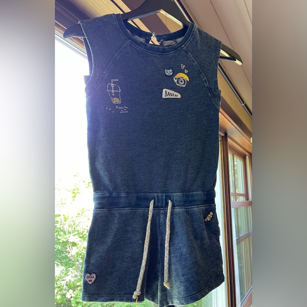 Blue Jumpsuit with Adjustable Waist and Soft Fabric